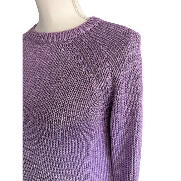 J CREW Holiday Purple Metallic Crewneck Sweater Size XS - Picture 7 of 9